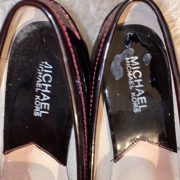 Burgundy Michael Kors Women’s patent leather Block Heel Loafers-Size 6.5 - Picture 6 of 7